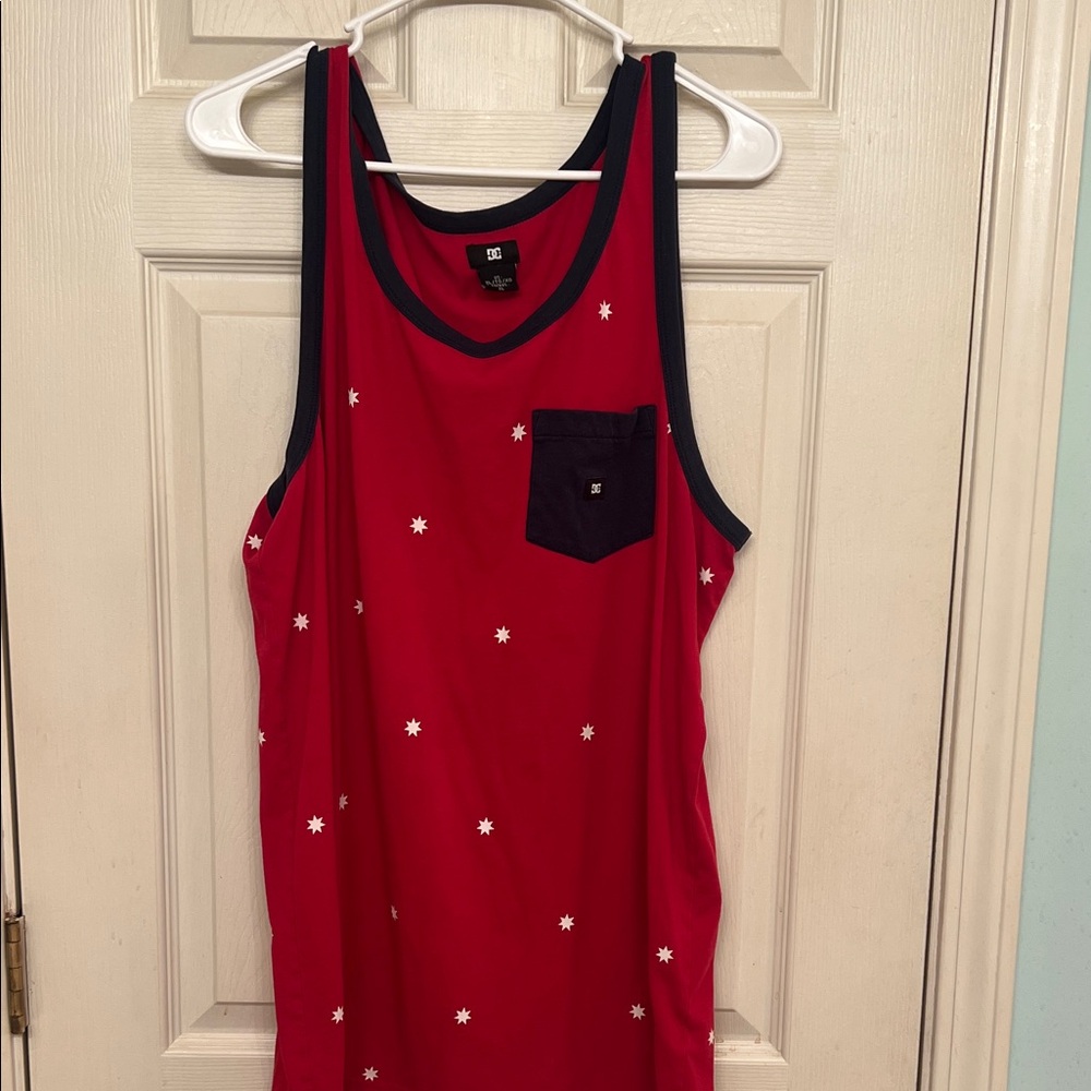 DC Red Tank Top with Star Pattern